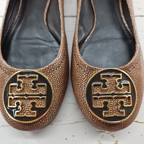 Tory Burch Reva Coconut Brown Stingray Leather Ballet Flats Womens Size‎ 8 - Picture 5 of 12